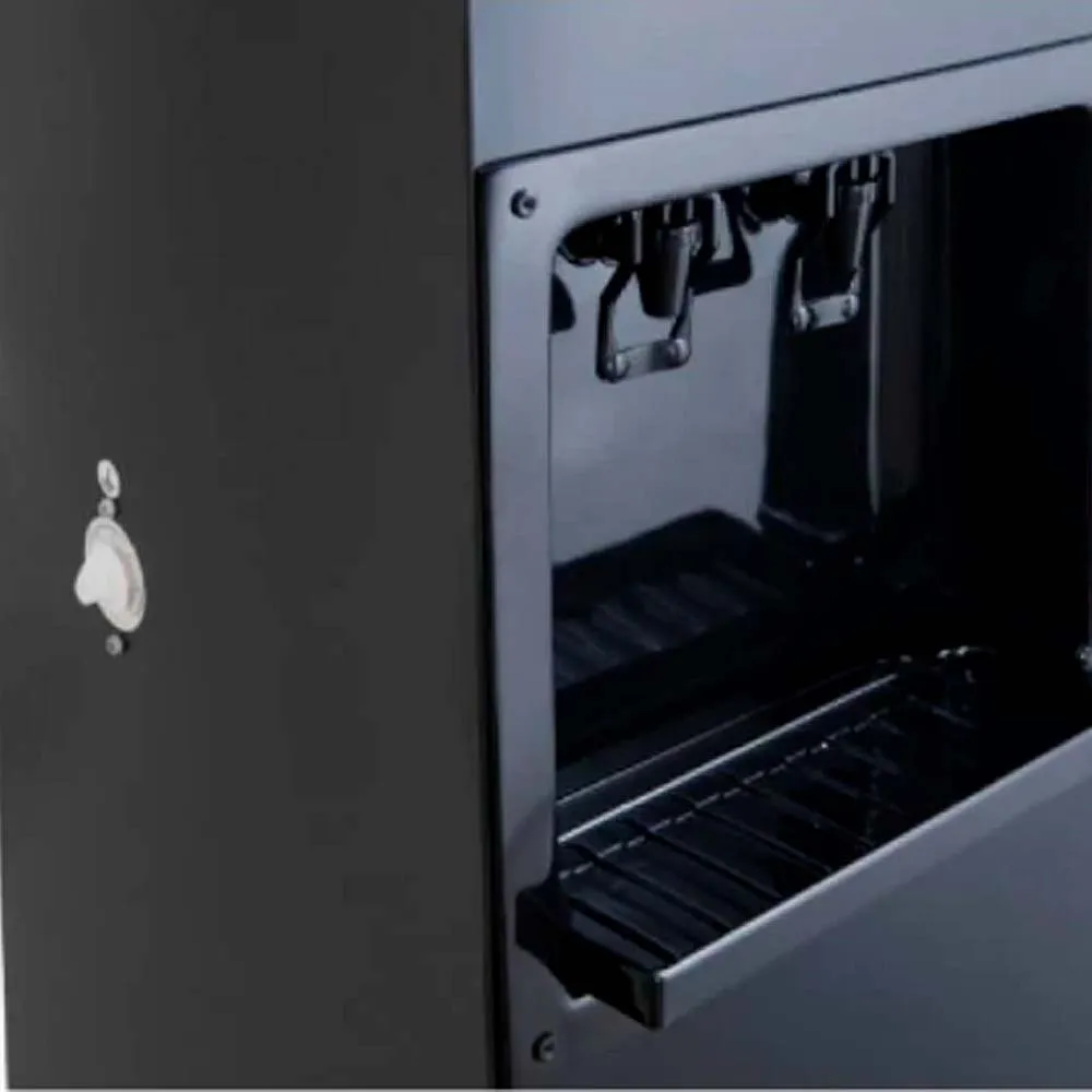 Detalhe das torneiras e da bandeja coletora do Knox KX02 Black 25 litros de coluna