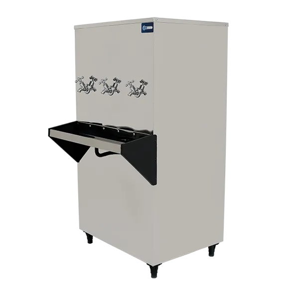 Bebedouro Knox KF10 de coluna 100 litros em perspectiva, com aparador de água em destaque