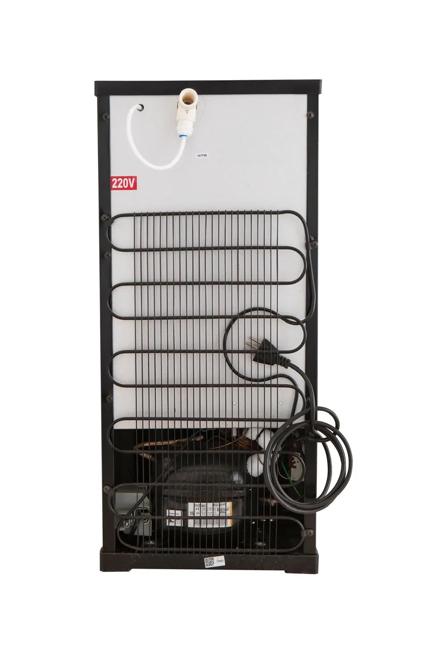 Vista traseira do Knox KX02B Black 220V com o condensador, o compressor e o ponto de entrada de água